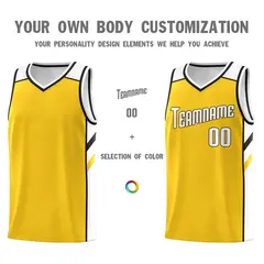 Yellow White Classic Breathable Basketball Jersey 3