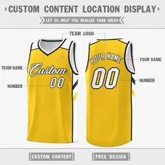 Yellow White Classic Men/Boy Athletic Basketball Jersey 2
