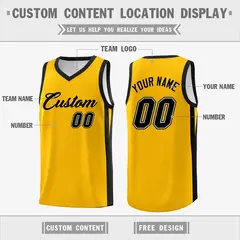 Yellow White Double Side Athletic Basketball Jersey 2