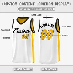 Yellow White Double Side Athletic Basketball Jersey 3