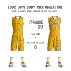 Yellow White Double Side Basketball Jersey 3