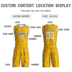 Yellow White Double Side Basketball Jersey 4