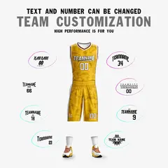 Yellow White Double Side Basketball Jersey 5