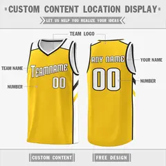 Yellow White Double Side Basketball Jersey 2