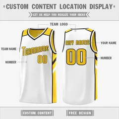 Yellow White Double Side Basketball Jersey 3