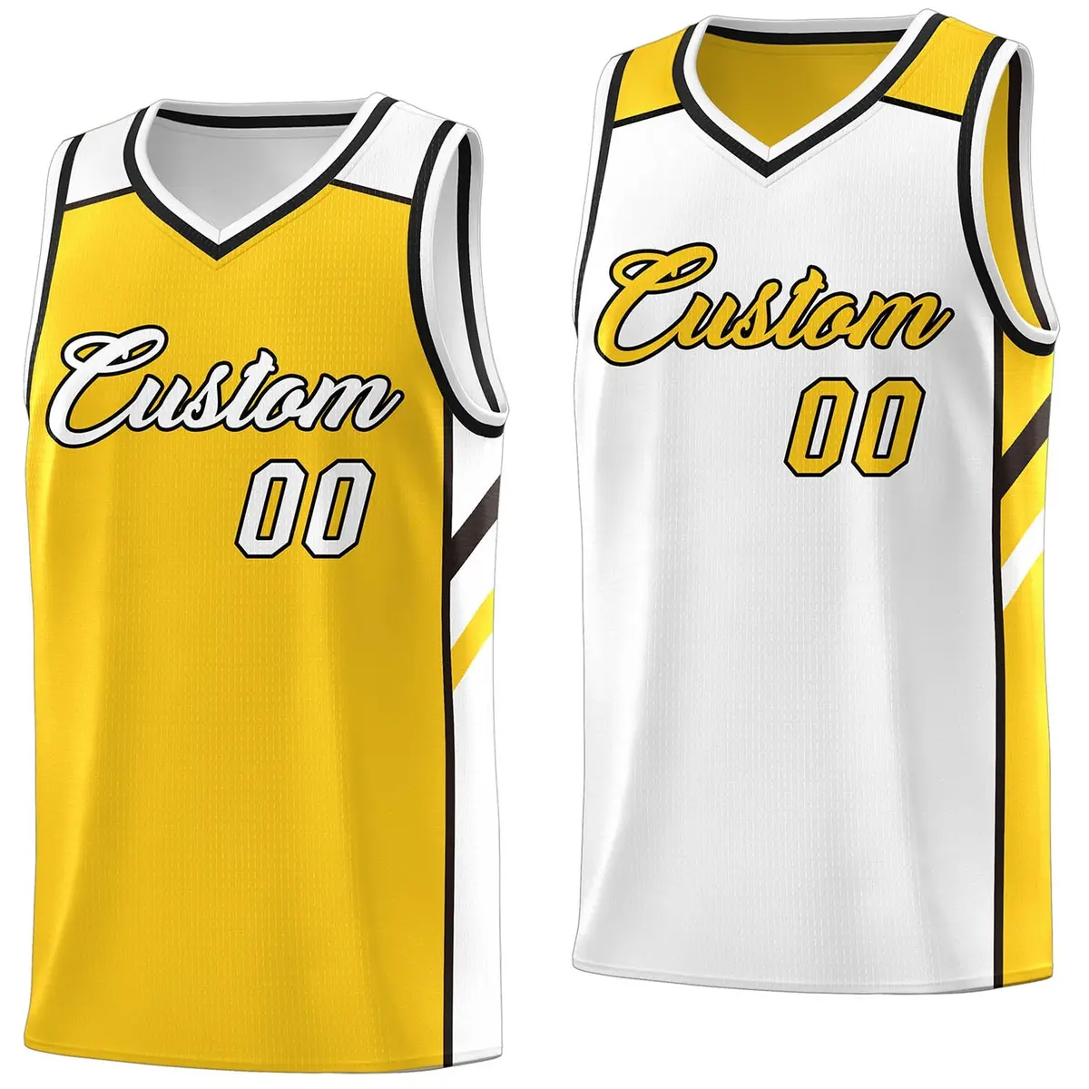 Yellow White Double Side Casual Basketball Jersey