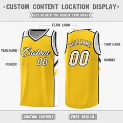 Yellow White Double Side Casual Basketball Jersey 2