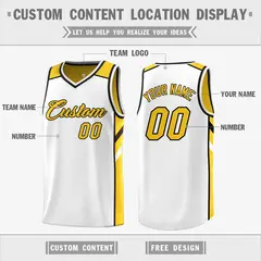 Yellow White Double Side Casual Basketball Jersey 3