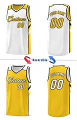 Yellow White Double Side Casual Basketball Jersey 4