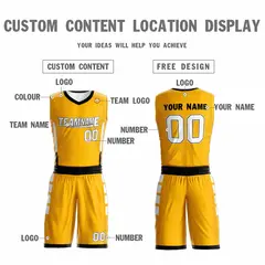 Yellow White Double Side Sportswear Basketball Jersey 3