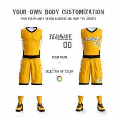 Yellow White Double Side Sportswear Basketball Jersey 4