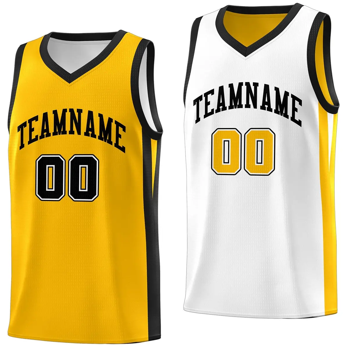 Yellow White Double Side Tops Basketball Jersey