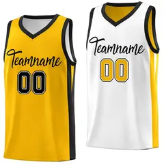 Yellow White Double Side Tops Basketball Jersey