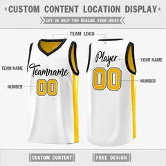 Yellow White Double Side Tops Basketball Jersey 2
