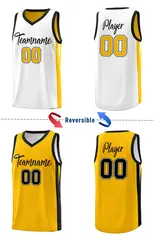 Yellow White Double Side Tops Basketball Jersey 3