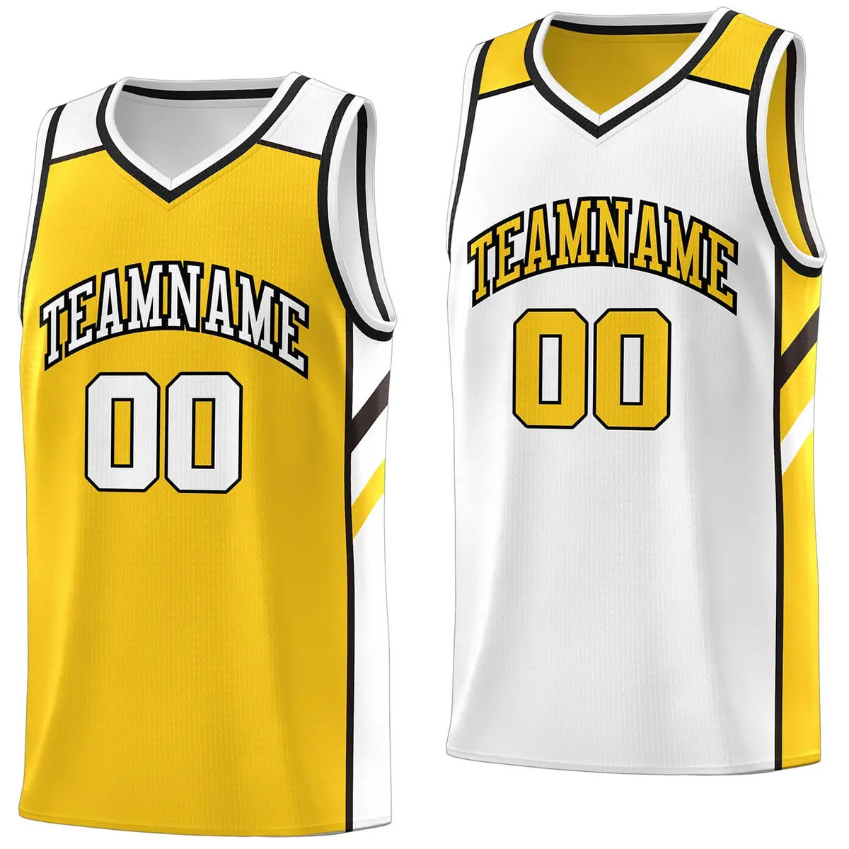 Yellow White Double Side Tops Men Sports Basketball Jersey