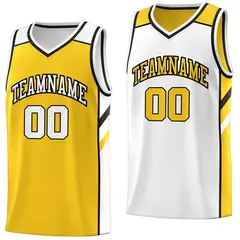 Yellow White Double Side Tops Men Sports Basketball Jersey