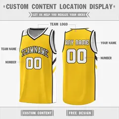Yellow White Double Side Tops Men Sports Basketball Jersey 2