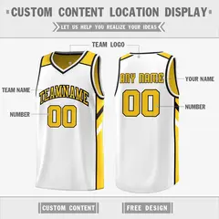 Yellow White Double Side Tops Men Sports Basketball Jersey 3