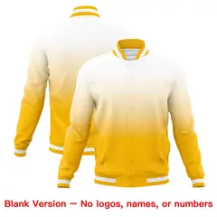 Yellow White Gradient Full-Snap Varsity Letterman Jacket 7