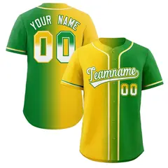 Yellow White-Green Gradient Baseball Jersey