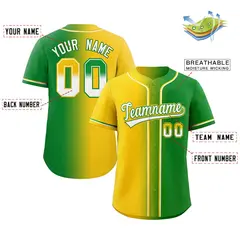 Yellow White-Green Gradient Baseball Jersey 2