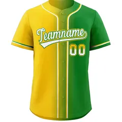 Yellow White-Green Gradient Baseball Jersey 3
