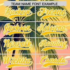 Yellow White Hawaiian Graffiti Palm Tree Baseball Jersey 3