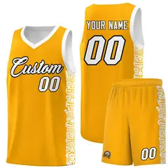 Yellow White Indians Pattern Basketball Jersey