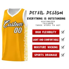 Yellow White Indians Pattern Basketball Jersey 2