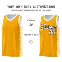 Yellow White Indians Pattern Basketball Jersey 3