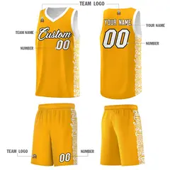 Yellow White Indians Pattern Basketball Jersey 5