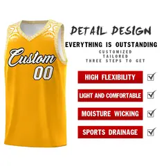 Yellow White Indians Print Basketball Uniform Jersey 2