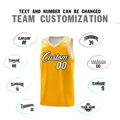 Yellow White Indians Print Basketball Uniform Jersey 4