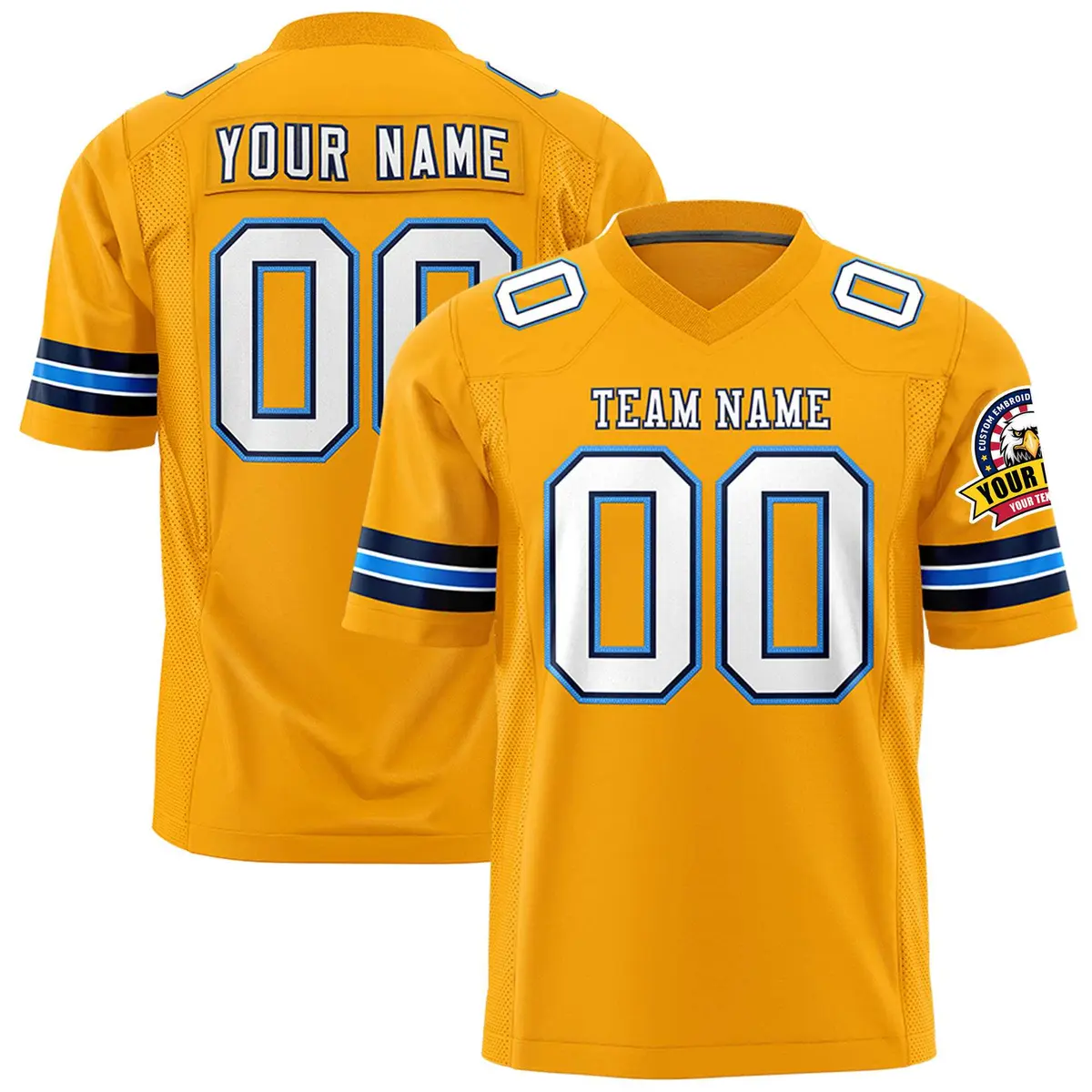 Yellow White-Navy Classic Authentic Football Jersey