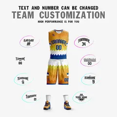 Yellow White-Navy Double Side Sets Basketball Jersey 2