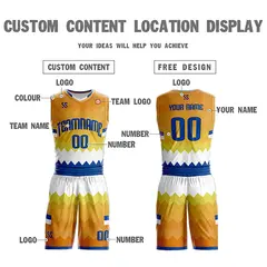 Yellow White-Navy Double Side Sets Basketball Jersey 4