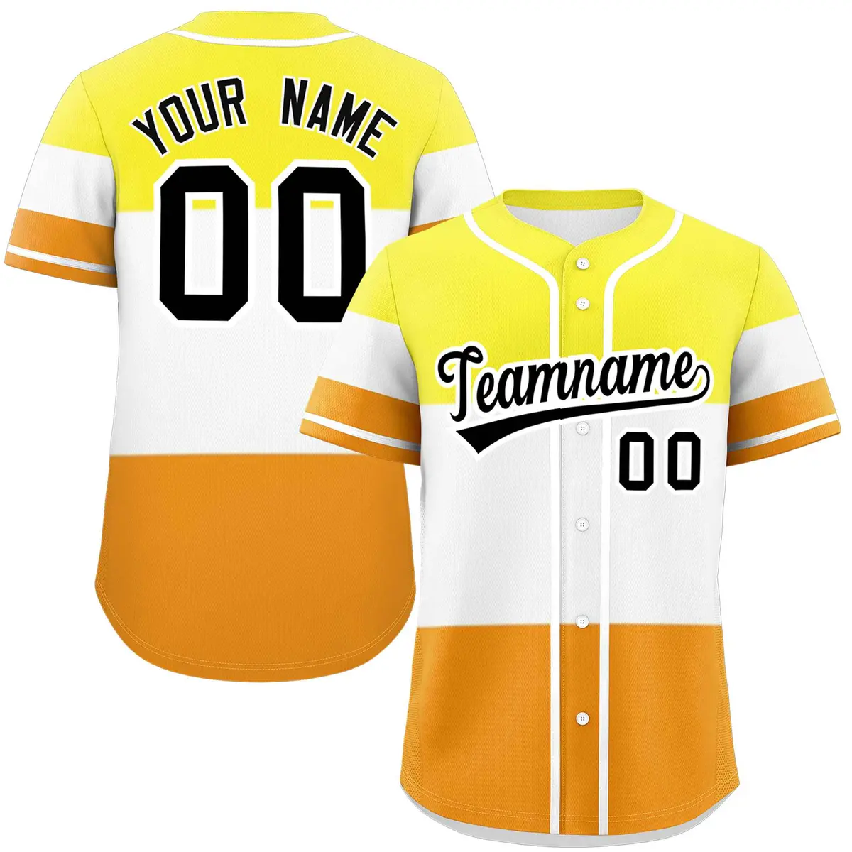 Yellow White-Orange Maverique Pride Color Block Baseball Jersey