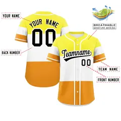 Yellow White-Orange Maverique Pride Color Block Baseball Jersey 2