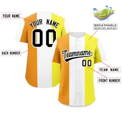 Yellow White-Orange Maverique Pride Color Block Baseball Jersey 2