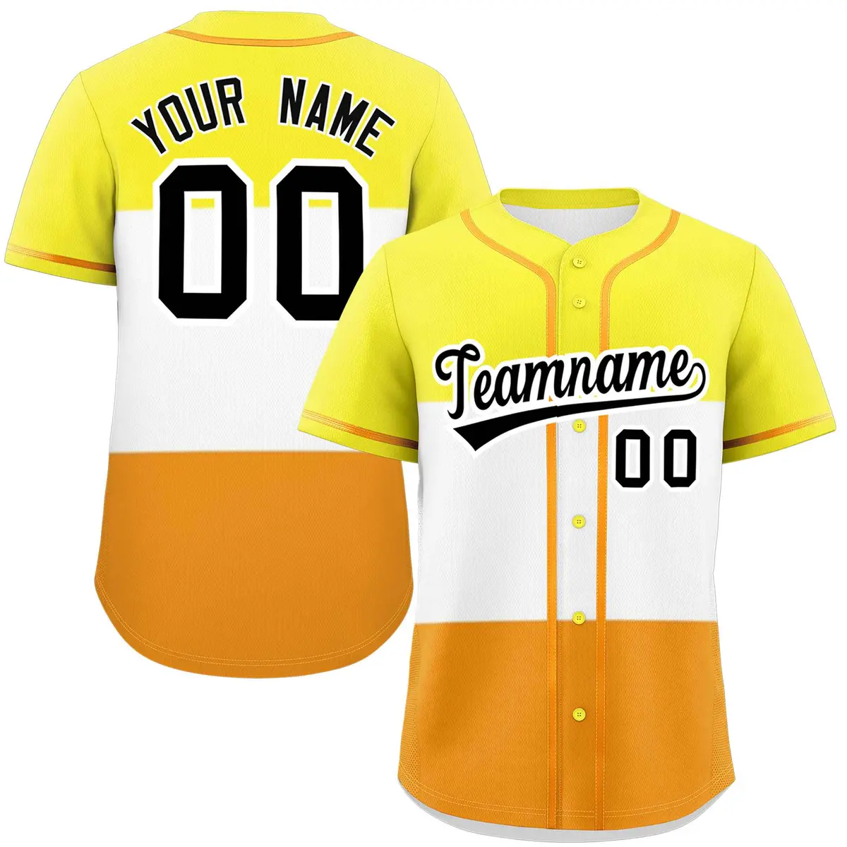 Yellow White-Orange Maverique Pride Color Block Baseball Jersey