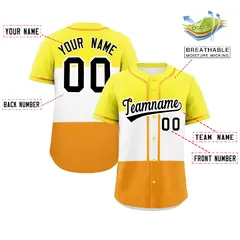 Yellow White-Orange Maverique Pride Color Block Baseball Jersey 2