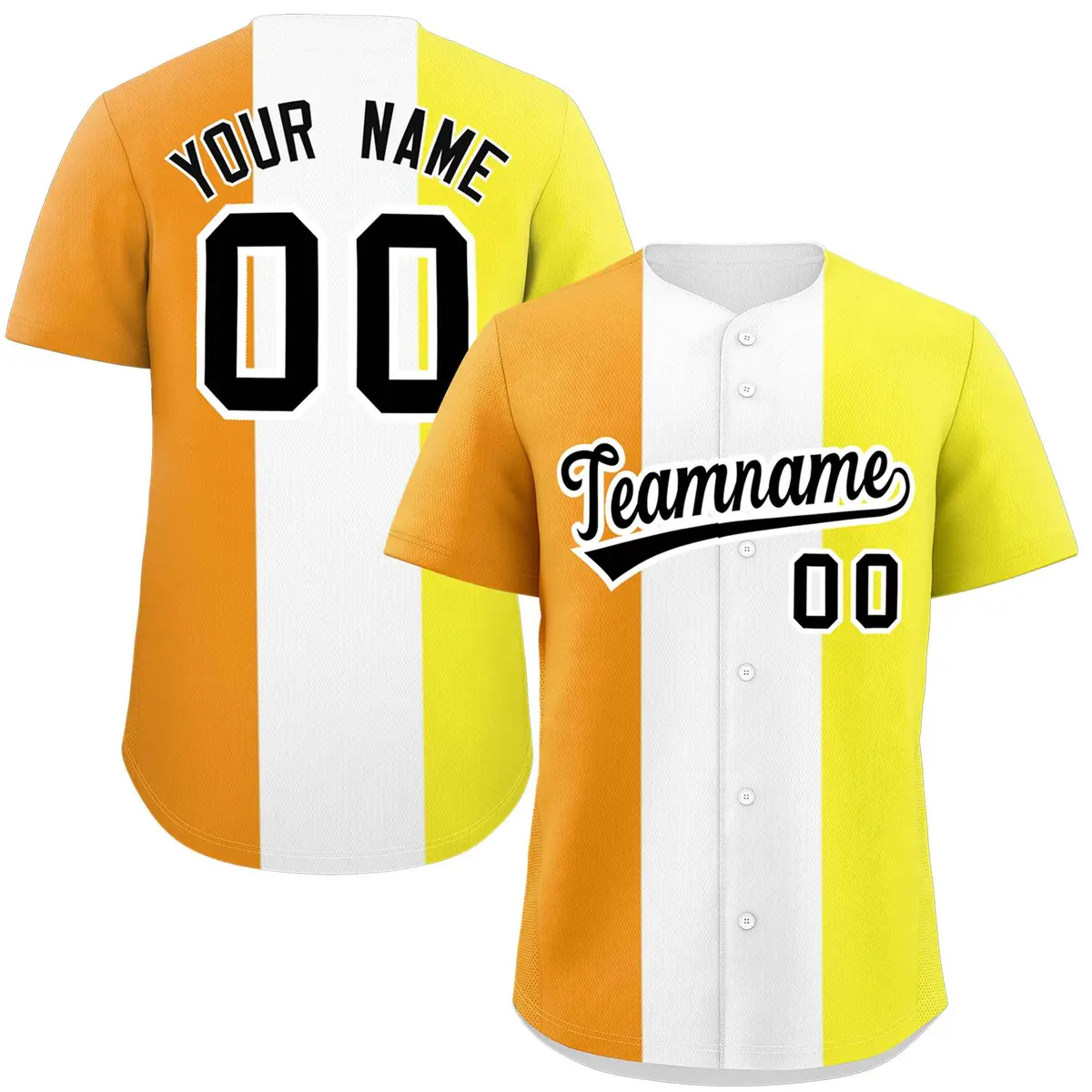 Yellow White-Orange Maverique Pride Color Block Baseball Jersey