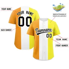 Yellow White-Orange Maverique Pride Color Block Baseball Jersey 2