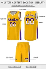 Yellow White Purple Two Tone Font Basketball Jersey 2