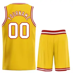 Yellow White-Red Bull Classic Sets Basketball Jersey 2