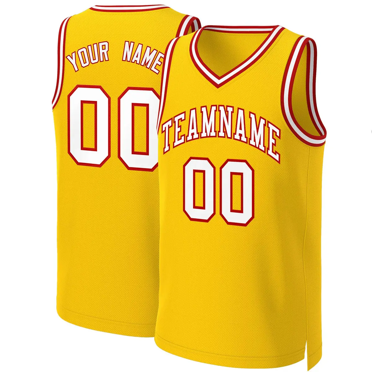 Yellow White-Red Classic Basketball Jersey