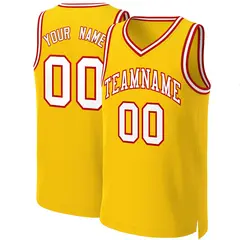 Yellow White-Red Classic Basketball Jersey