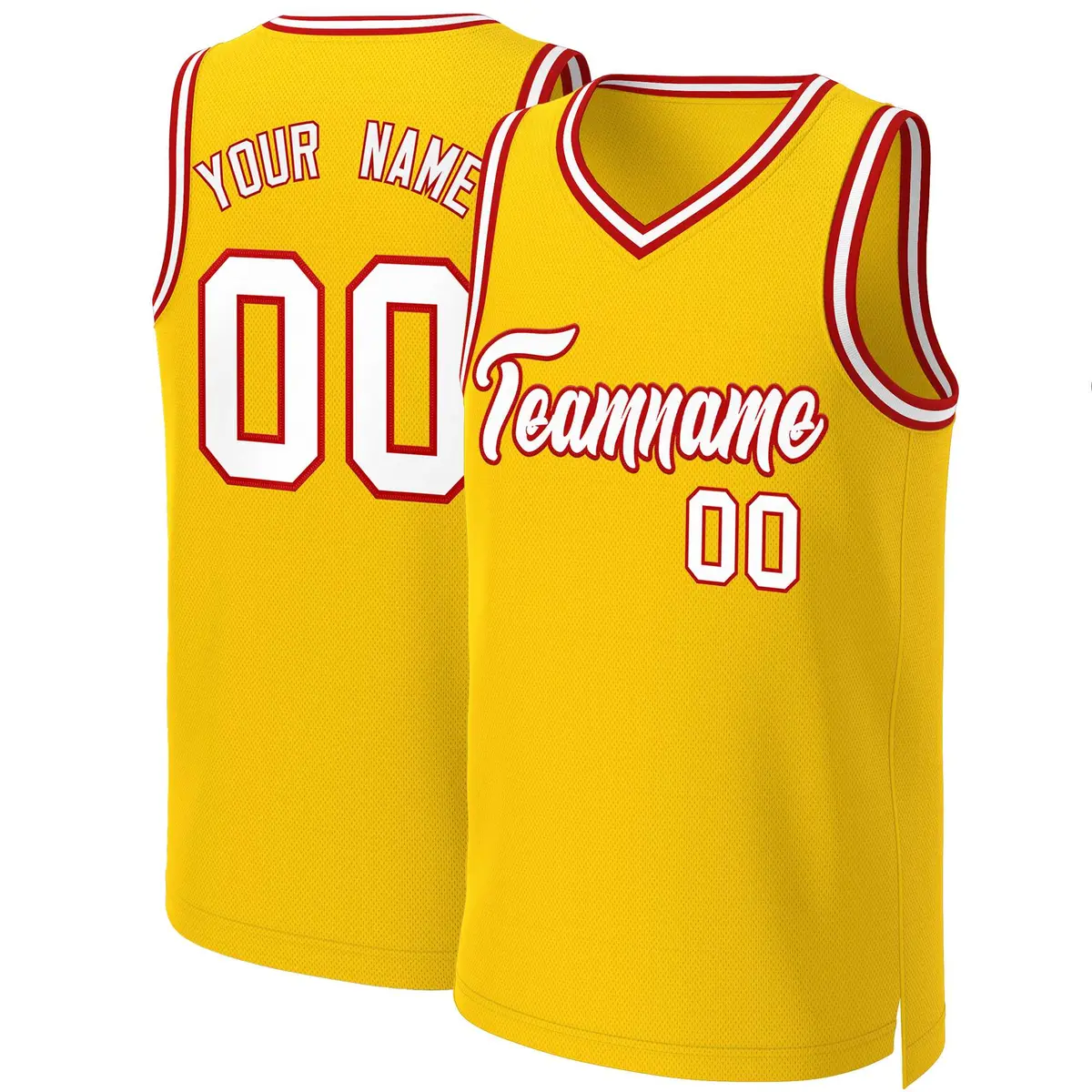 Yellow White-Red Classic Basketball Jersey