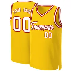 Yellow White-Red Classic Basketball Jersey 1